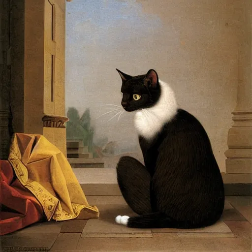 Prompt: a cat prince by jacques - louis david