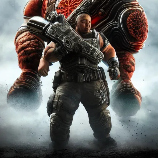 Prompt: Yoshi in Gears of War, highly detailed, high quality, HD, 4k, 8k, Canon 300mm, professional photographer, 40mp, lifelike, top-rated, award winning, realistic, sharp, no blur, edited, corrected, trending