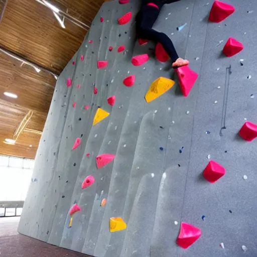Prompt: a competition bouldering wall, ultra cool, volume shapes