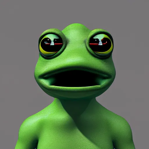 Image similar to a sadge - sad - pepe - the - frog, looking more depressed than usual, quivering lips, fists in the air, sweat flying, cgi render, zbrush, octane, keyshot render