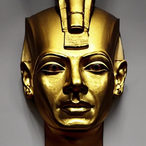 Prompt: ancient, golden egyptian pharaoh death mask of walter white