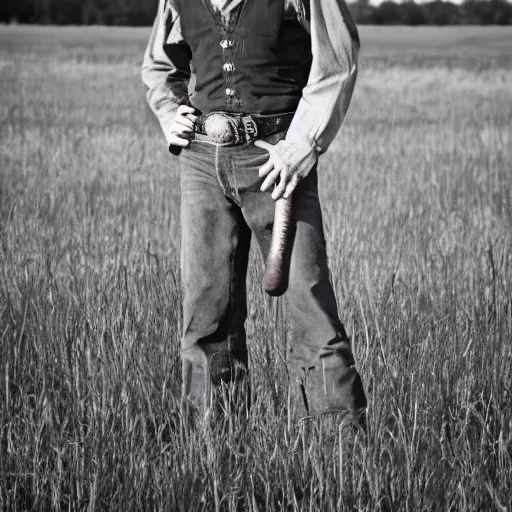 Prompt: cowboy standing in the prairie