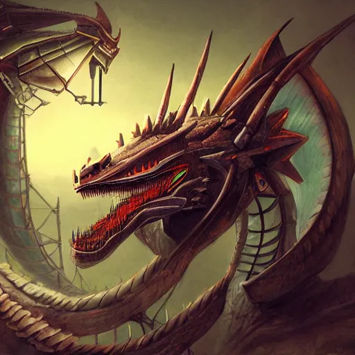 Image similar to a portrait of a mechanical dragon in a scenic environment by josh nizzi