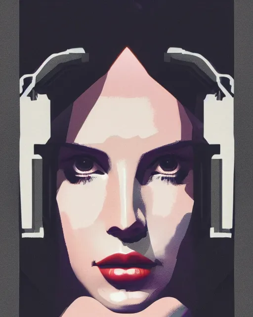 Image similar to portrait of Lana Del Rey as a cyborg. intricate abstract. intricate artwork. by Tooth Wu, wlop, beeple, dan mumford. mulholland drive by david lynch, dune by david lynch, blade runner 2049 by dennis villeneuve, patrick nagel, octane render, trending on artstation, greg rutkowski very coherent symmetrical artwork. cinematic, hyper realism, high detail, octane render, 8k, iridescent accents