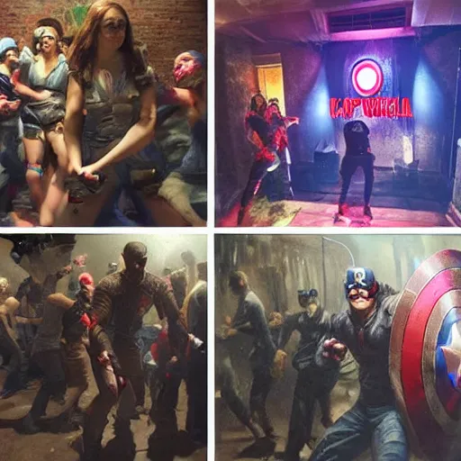 Image similar to Captain America themed rave party, Greg Rutkowski