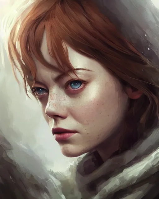 Prompt: emma stone, hyper realistic face, beautiful eyes, fantasy art, in the style of greg rutkowski, intricate, hyper detailed, smooth