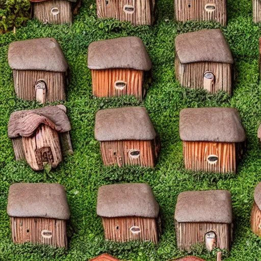 Prompt: tiny mushroom town with mushroom houses