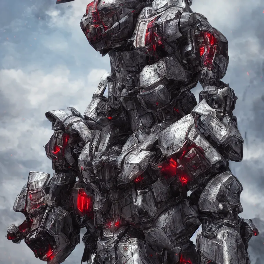 Image similar to hyper detailed cinematic rendering cg artwork, azure crimson skinny full body heavy armor armored core, weathering armor plating, endoekeleton exposure, 8 k, octane render, unreal engine, ray tracing