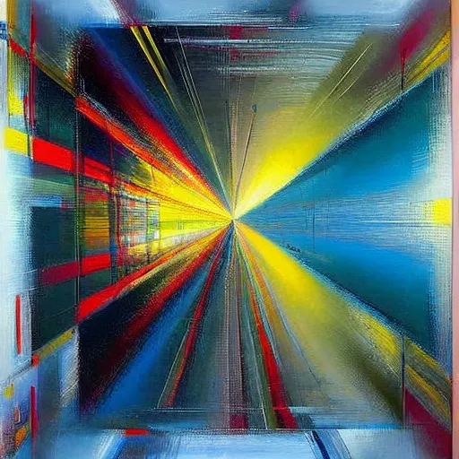 Image similar to abstract art representing momentum, oil painting by john berkey and gabriel dawe, masterwork