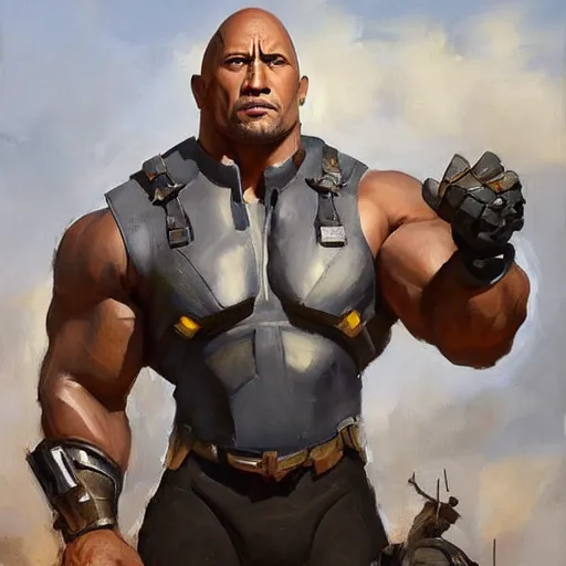 Prompt: greg manchess portrait painting of fully armored the foundation aka dwayne the rock johnson as overwatch character, medium shot, asymmetrical, profile picture, organic painting, sunny day, matte painting, bold shapes, hard edges, street art, trending on artstation, by huang guangjian, gil elvgren, ruan jia, greg rutkowski, gaston bussiere