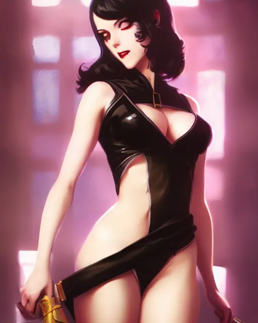 Image similar to photo of jett from valorant, jett by a - 1 pictures, by greg rutkowski, gil elvgren, glossy skin, pearlescent, anime, maxim magazine,