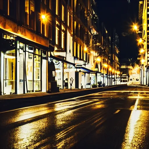 Image similar to a city street at night