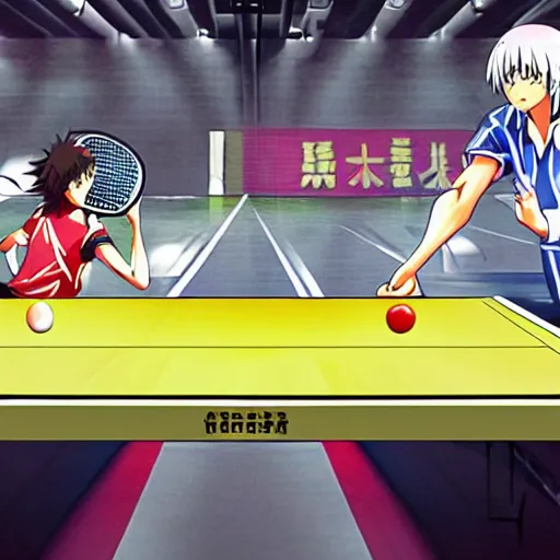 Prompt: table tennis match, anime style