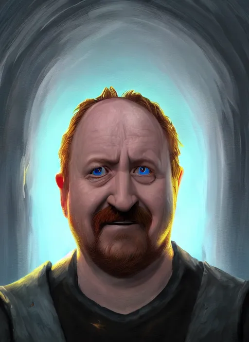 Image similar to A fantasy comic book style portrait painting of a Louis CK as a mage, unreal 5, DAZ, hyperrealistic, octane render, RPG portrait, dynamic lighting