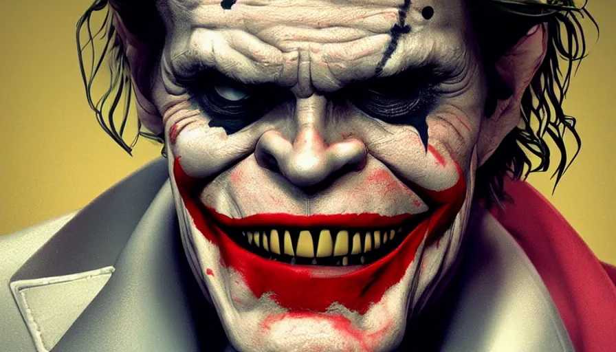 Prompt: Willem Dafoe is Joker, hyperdetailed, artstation, cgsociety, 8k