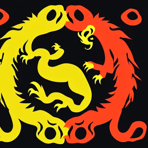 Image similar to vector art of welsh dragon and panda mixed, intercrossed, chimera, welsh flag, adobe illustrator