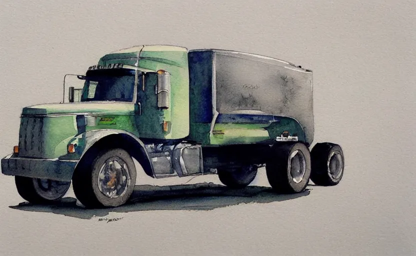 Image similar to concept art of a tractor truck, pinterest, artstation trending, behance, watercolor, by coby whitmore, silver, laser light,