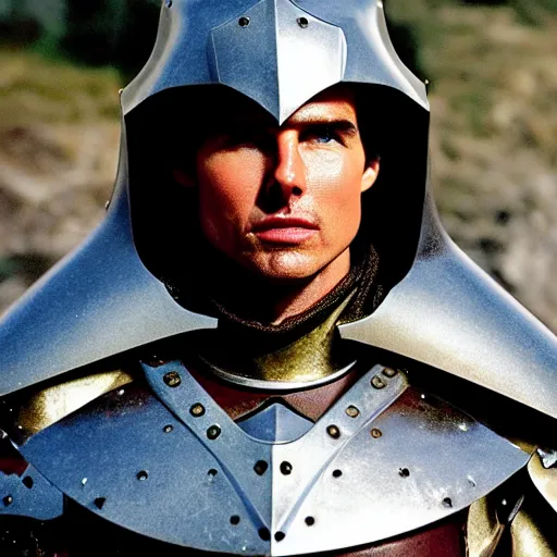 Prompt: medieval fantasy half length portrait photo of tom cruise as a d & d armored holy paladin, photo by philip - daniel ducasse and yasuhiro wakabayashi and jody rogac and roger deakins