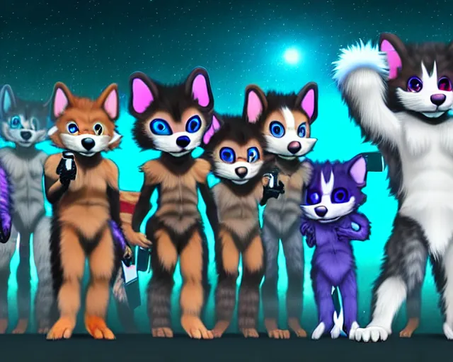 Prompt: high - resolution photograph from a nanopunk era furry fandom convention ( midwest furfest 2 0 4 7 ), taking place after the genetic revolution and singularity. photorealistic.