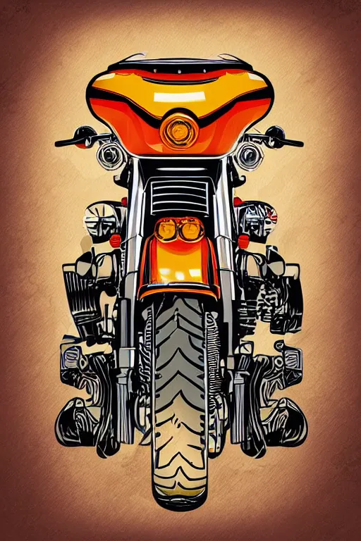 Image similar to Harley Davidson motorbike , sticker, colorful, illustration, highly detailed, simple, smooth and clean vector curves, no jagged lines, vector art, smooth