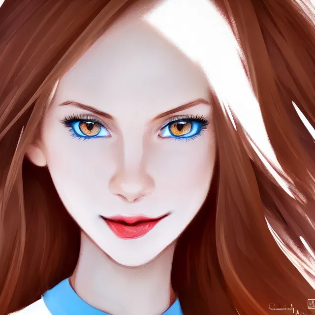 Prompt: professional digital art of a white incredibly !!!!attractive!!!! smiling woman with light brown hair blue eyes, front view, facing camera, wearing tight red dress, very attractive, beautiful face, impressive, smiling, Canon 40mm view, HD, 4k, well composed, best on artstation, cgsociety, wlop, epic, stunning, gorgeous, intricate detail, much wow, masterpiece by Gil Elvgren and Artgrem and Dorian Cleavanger,