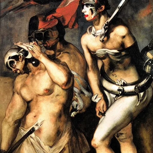 Image similar to cyborgs by eugene delacroix