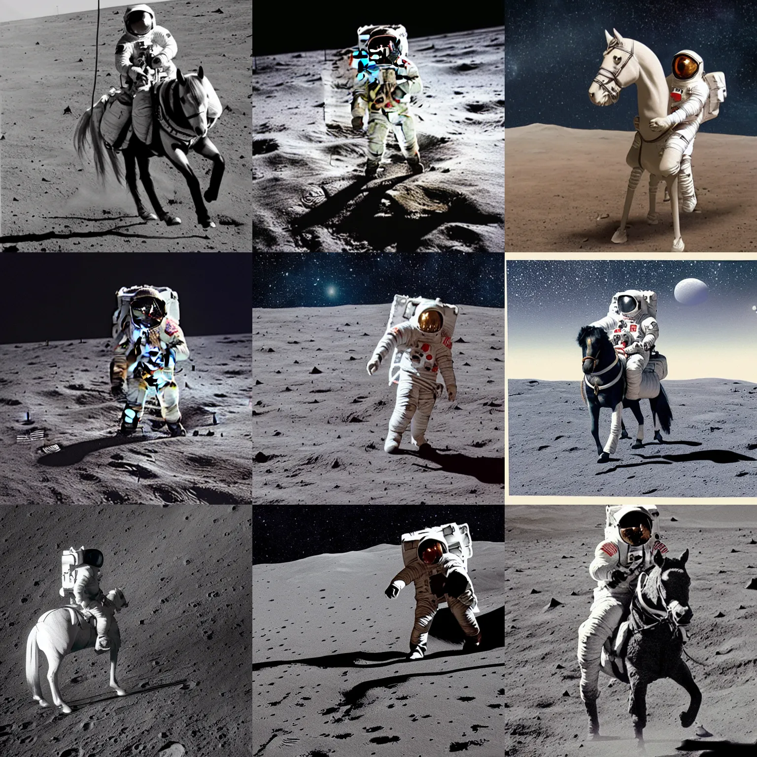 Image similar to astronaut riding a horse on the moon