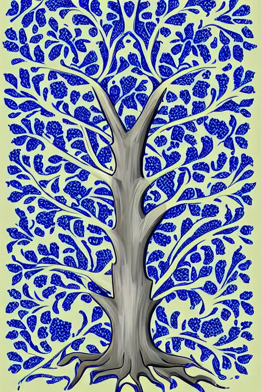 Prompt: a tree, portuguese azulejo, intricate, elegant, highly detailed, smooth, sharp focus, artstation