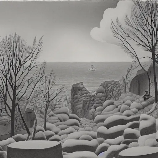 Prompt: A Surreal Landscape by Charles Addams