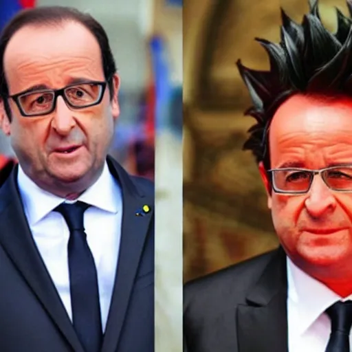 Image similar to François hollande is goku from dragon ball Z