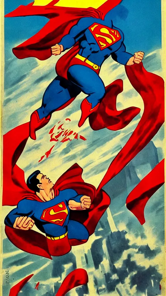 Prompt: superman soviet union propaganda poster 1 9 4 0