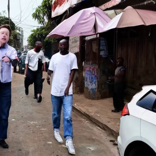 Prompt: elon musk eating in the streets of kinshasa