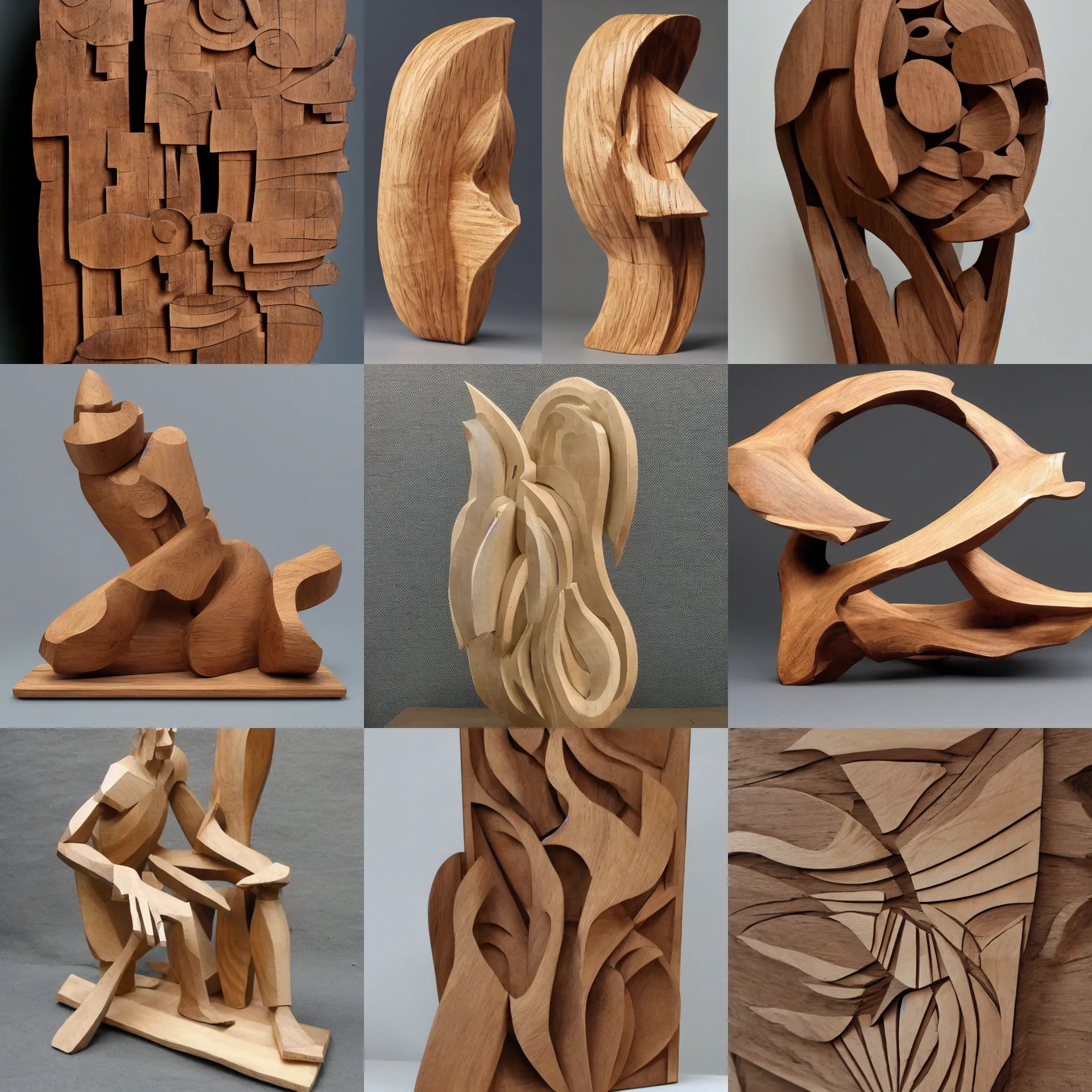 Prompt: wooden craft. contemporary sculpture. low details.