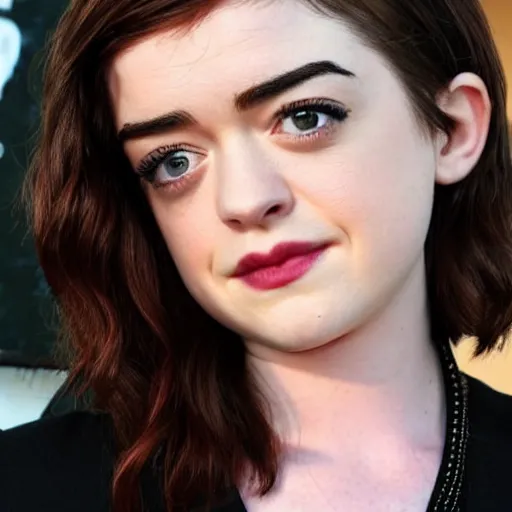 Prompt: a combination of Maisie Williams, Anne Hathaway and Lucy Hale