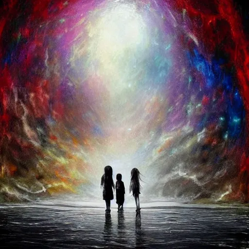 Image similar to two star crossed lovers at the end of time, artstation hall of fame gallery, editors choice, #1 digital painting of all time, most beautiful image ever created, emotionally evocative, greatest art ever made, lifetime achievement magnum opus masterpiece, the most amazing breathtaking image with the deepest message ever painted, a thing of beauty beyond imagination or words