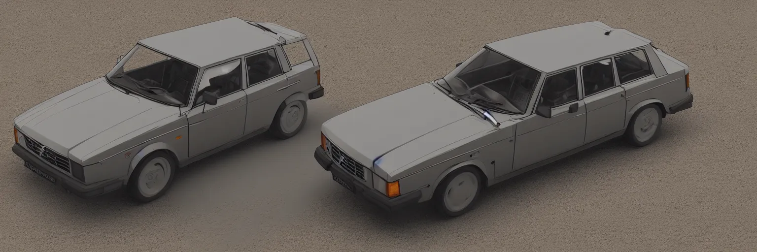 Prompt: concept art of a volvo 240, high detail, high definition, 8k