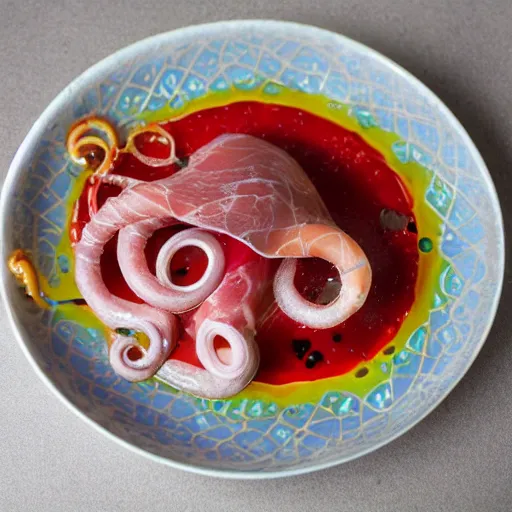 Prompt: octopus prosciutto undersea