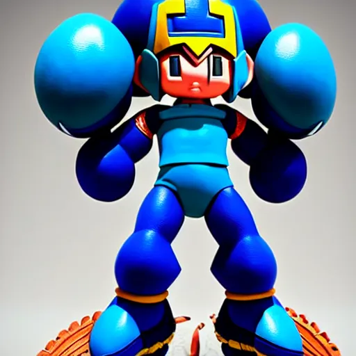 Image similar to realistic scultpure of sneaker design, sneaker design megaman capcom style mixed with aztec mayan native street fashion, painted by akira toriyama and studio ghibli princess mononoke megaman capcom