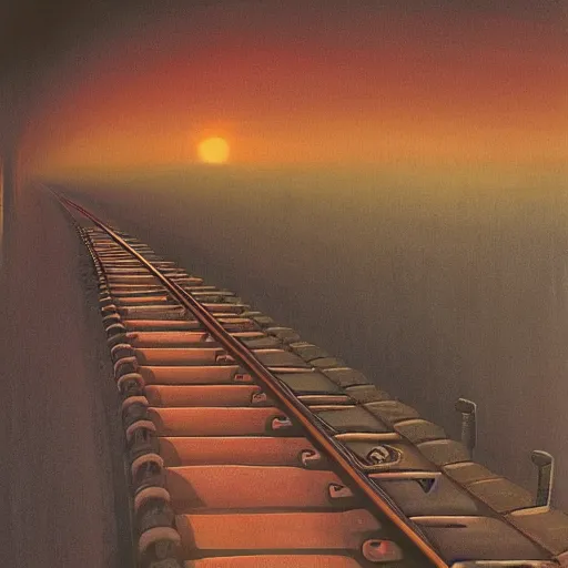 Image similar to and endless train station, it goes in forever, dreamscape surreal masterpiece. Zdzislaw, barlowe. 8k.