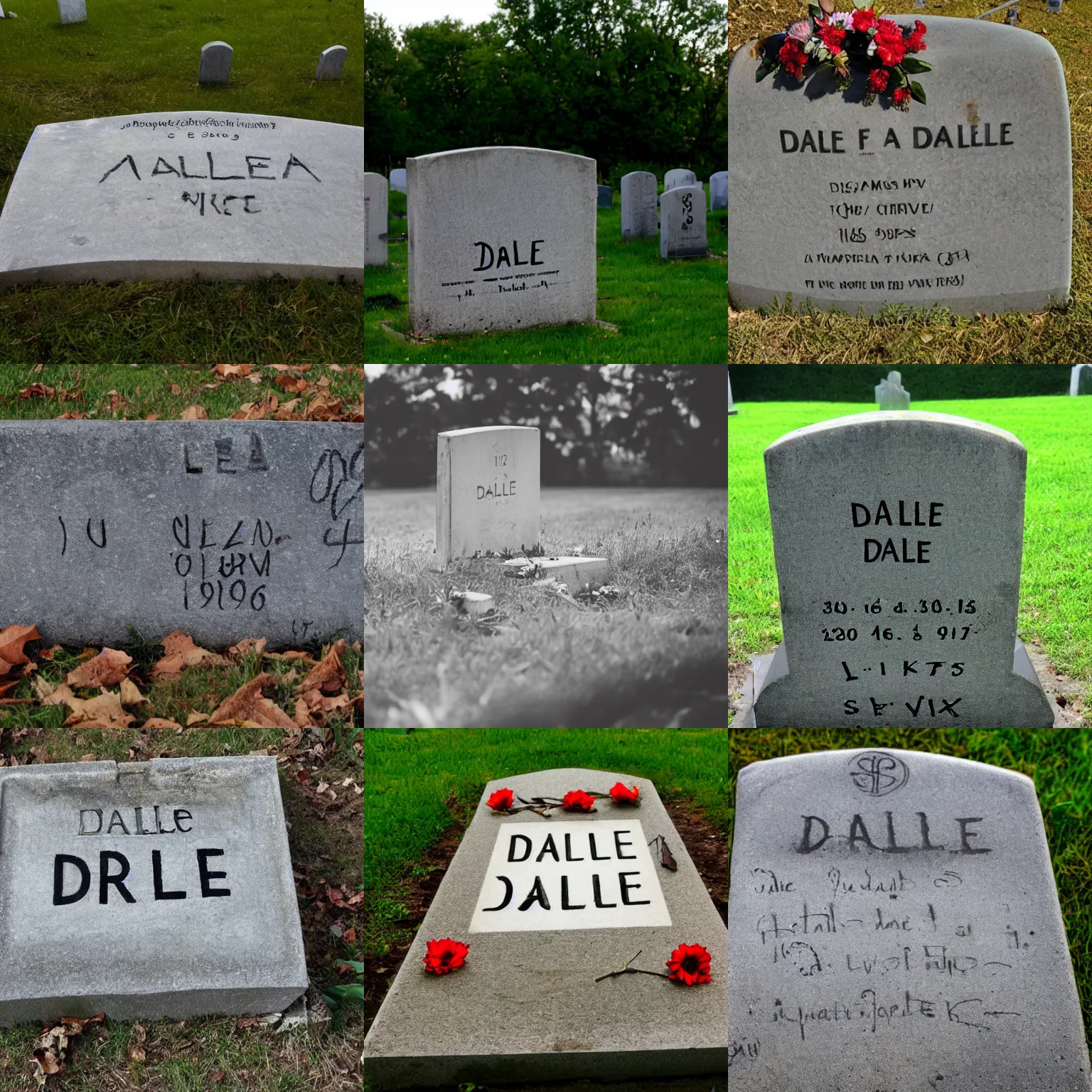 Prompt: dalle written on a grave