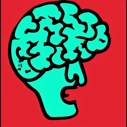 Prompt: mouth on a himan brain pop art