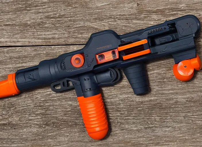 Prompt: product photo of the most impressive scifi nerf gun