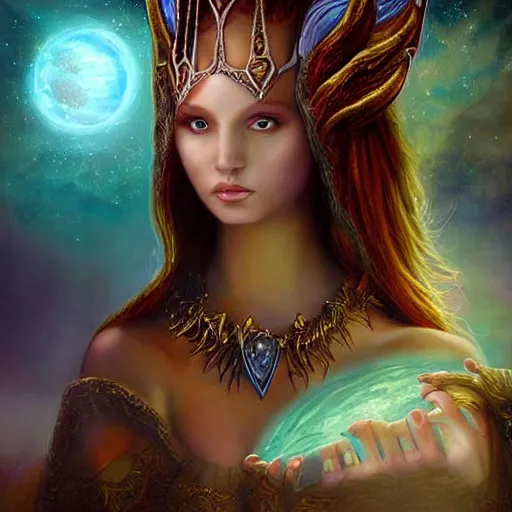 Image similar to “ Beautiful alien princess” mystical fantasy by Anne Stokes, 8k 3-D, matte painting, concept art, hyper realism, amazing contrasting background,