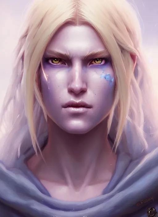 Image similar to a fantasy style portrait painting of shy white female paladin scar wound left eye with blonde hair and blue eyes, holy oil painting unreal 5 daz. rpg portrait extremely detailed artgerm greg rutkowski _ greg