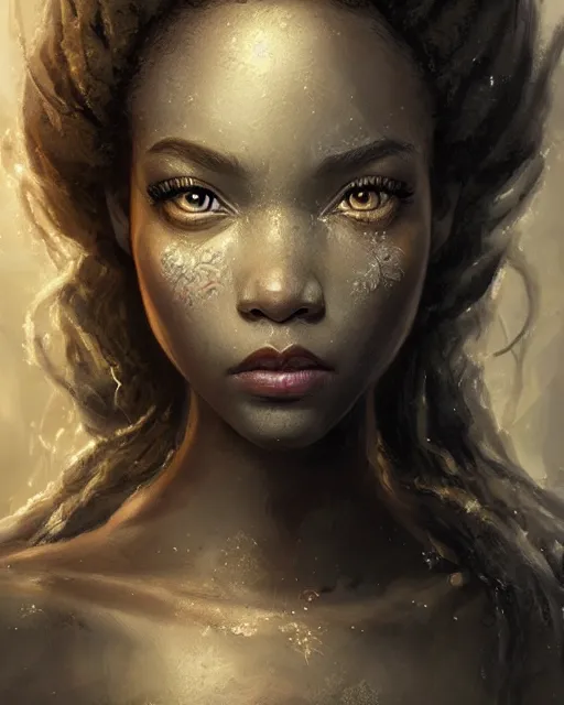 Image similar to princess tiana, hyper realistic face, beautiful eyes, fantasy art, in the style of greg rutkowski, intricate, hyper detailed, smooth