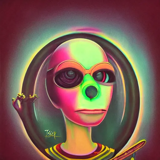 Image similar to Lofi vaporwave portrait tennis ball monster,chalk, Pixar style, Tristan Eaton, Stanley Artgerm, Tom Bagshaw