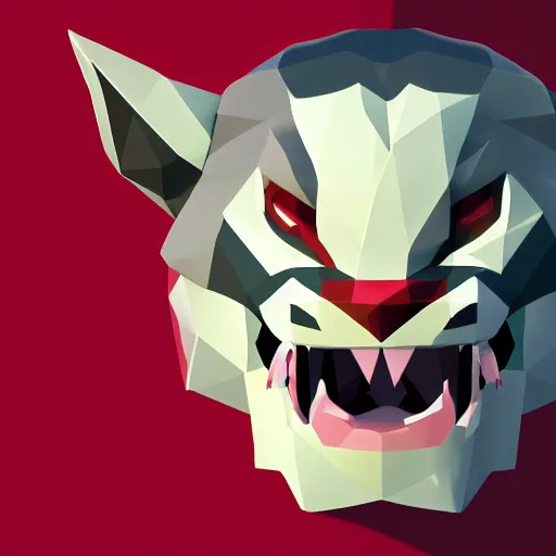 Image similar to a vector logo of rengar from league of legends, low poly,