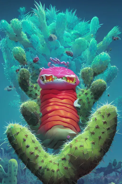 Image similar to 3 d render creature animal sushi cristal very big eye roots cactus elemental flush of force nature micro world fluo fishscale, comics gta 5 cover, official fanart behance hd artstation by jesper ejsing, by rhads, makoto shinkai and lois van baarle, ilya kuvshinov, ossdraws