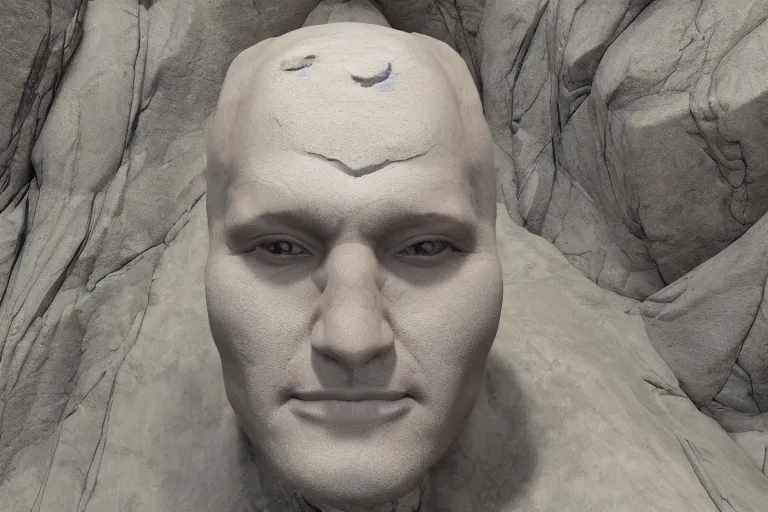 Image similar to 3 d render of a face carved in a mountain, realistic, renderen in unreal engine, 8 k