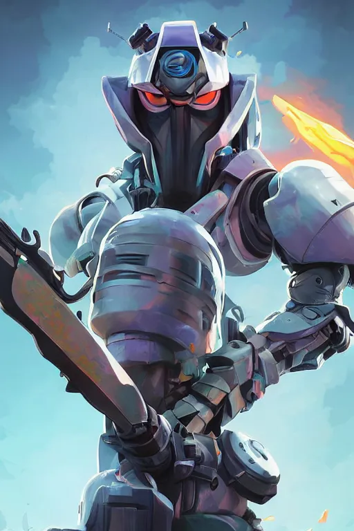 Image similar to epic mask helmet robot ninja portrait stylized as fornite style game design fanart by concept artist gervasio canda, behance hd by jesper ejsing, by rhads, makoto shinkai and lois van baarle, ilya kuvshinov, rossdraws global illumination radiating a glowing aura global illumination ray tracing hdr render in unreal engine 5